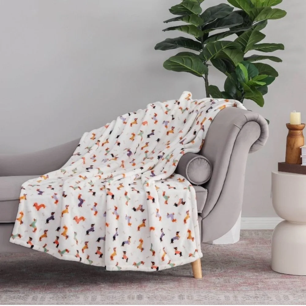 New Colorful Dachshund Print Throw Blanket - Picture 4 of 4